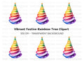 Rainbow Christmas Tree Clipart Bundle
