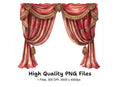 Elegant Red Curtain Clipart Bundle