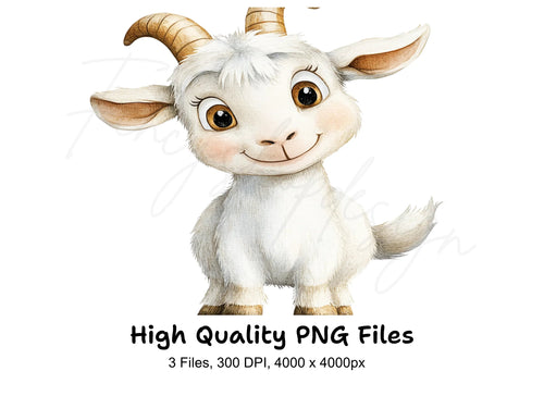 Adorable Baby Goat Clipart Bundle