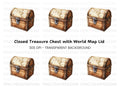 Vintage Treasure Chest and Map Clipart Bundle