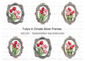 Vintage Tulip Bouquet Frame Clipart Bundle