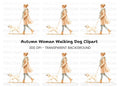 Dog Walking Woman Clipart Bundle