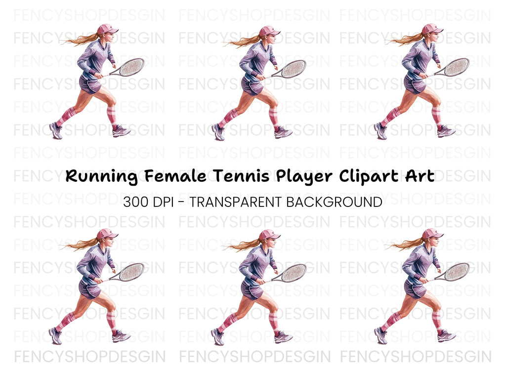 Dynamic Female Tennis Player Clipart Bundle