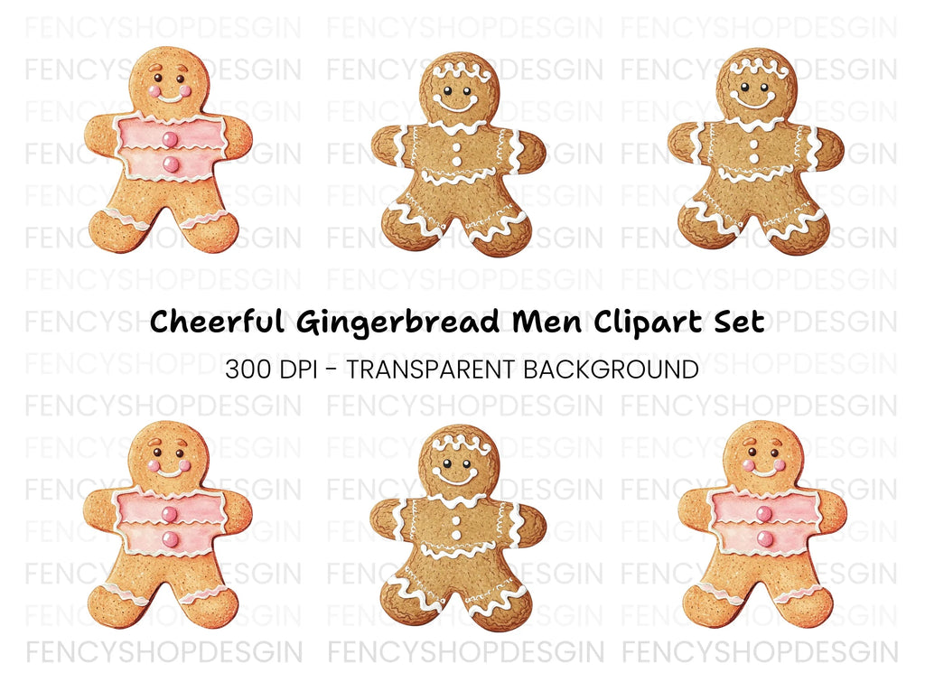 Festive Gingerbread Couple Clipart Bundle