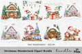 Christmas Elves Fireplace Clipart Bundle