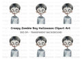 Creepy Zombie Boy Halloween Clipart Bundle