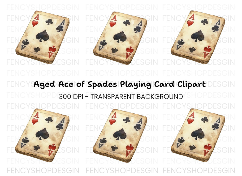 Vintage Ace of Spades Playing Card Clipart Bundle