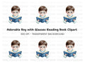 Cute Boy Reading Book Clipart Bundle