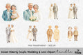 Sweet Elderly Couple Wedding Love Clipart Bundle