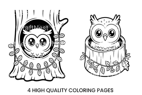 Adorable Owl in Tree Coloring Books