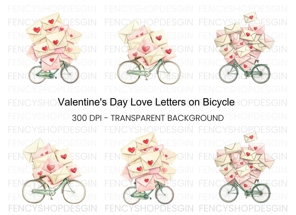 Love Letter Bicycle Clipart Bundle