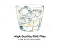 Ice Cubes in Glasses Clipart Bundle