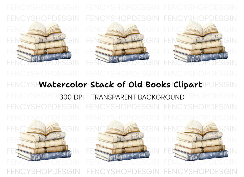 Vintage Books Clipart Bundle