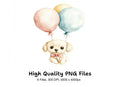 Cute Puppy with Balloons Clipart Bundle