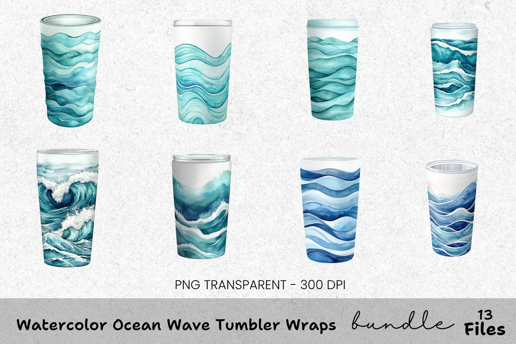 Ocean Wave Tumbler Clipart Bundle