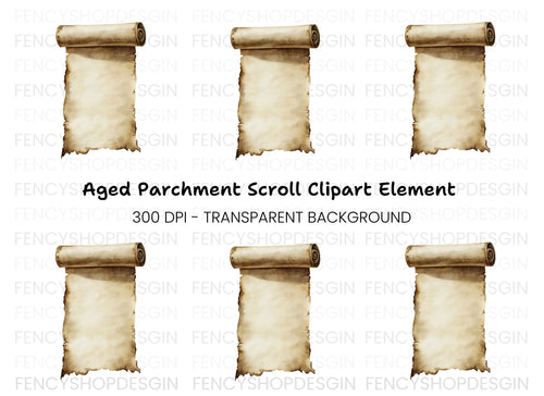 Aged Scroll Blank Space Clipart Bundle