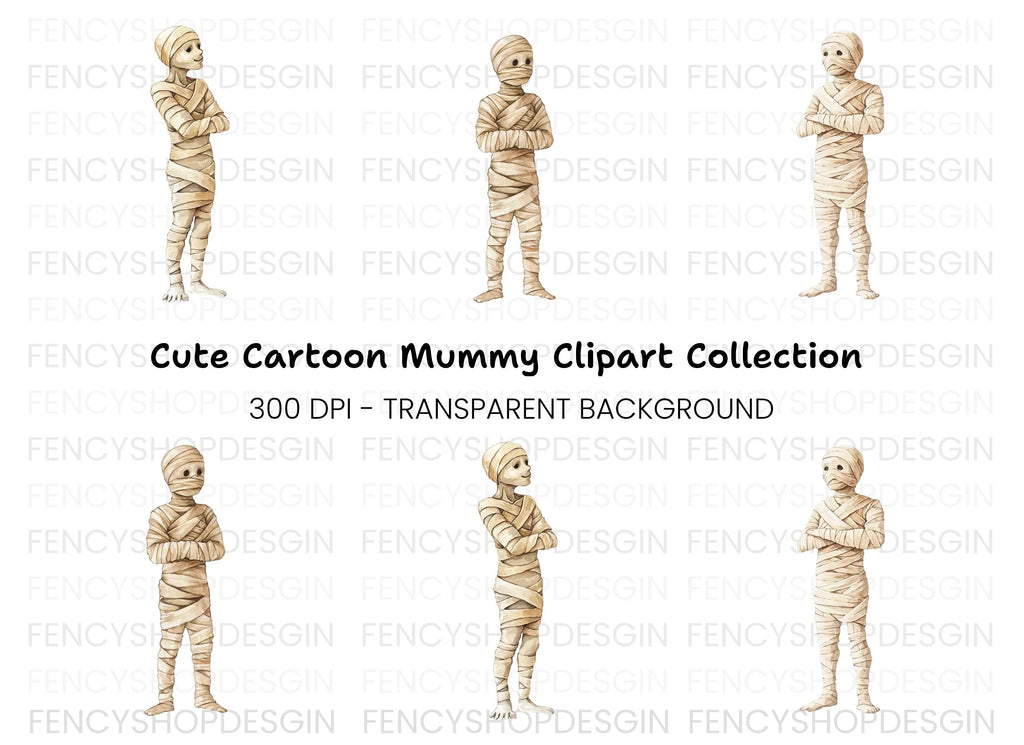 Cute Mummy Halloween Clipart Bundle