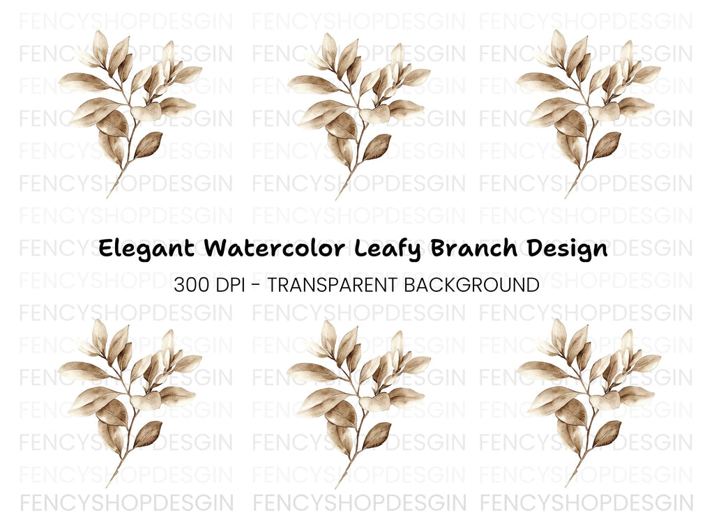 Sepia Leaf Branch Clipart Bundle