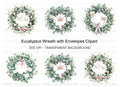 Eucalyptus Wreaths with Envelopes Clipart Bundle