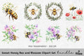Sweet Honey Bee and Blossom Clipart Bundle