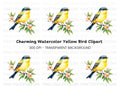 Yellow Bird on Branch Clipart Bundle