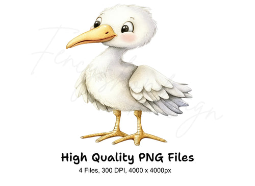 Adorable White Bird Clipart Bundle