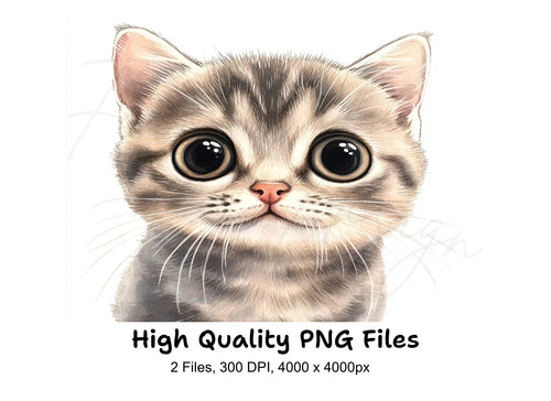 Adorable Big Eyed Kitten Faces Clipart Bundle