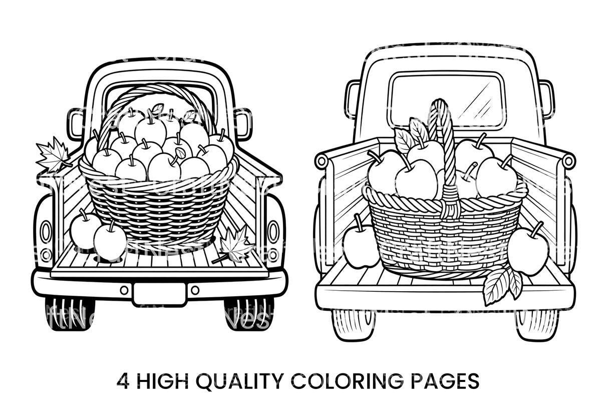 Vintage Truck Autumn Harvest Coloring Books