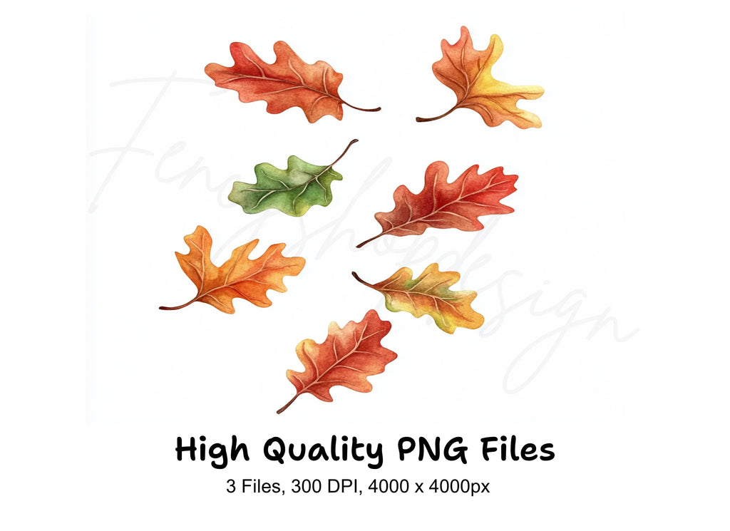 Autumn Oak Leaves Clipart Bundle