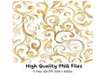 Elegant Golden Swirls Seamless Pattern Clipart Bundle
