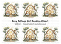 Cozy Cottage Girl Reading Clipart Bundle