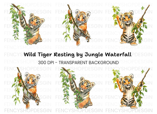 Adorable Baby Tigers Playing Clipart Bundle