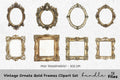 Vintage Ornate Gold Frames Clipart Bundle