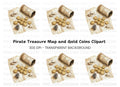 Rolled Map and Coins Clipart Bundle