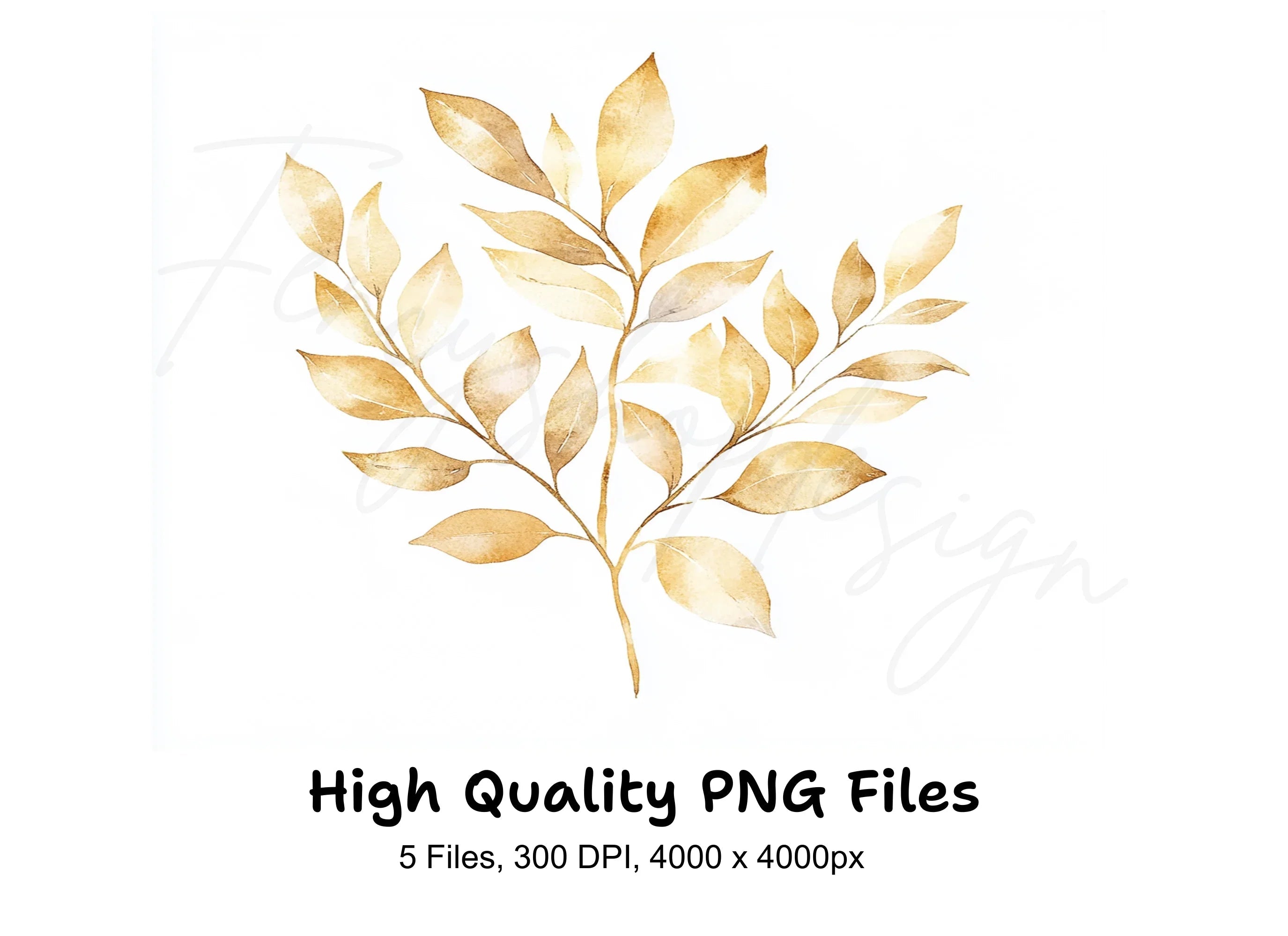 Golden Leaves Clipart Bundle