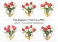 Tulips in Heart Vase Clipart Bundle