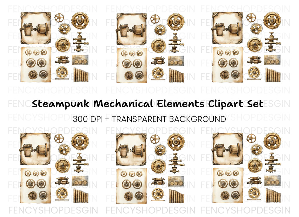 Steampunk Gears Clipart Bundle