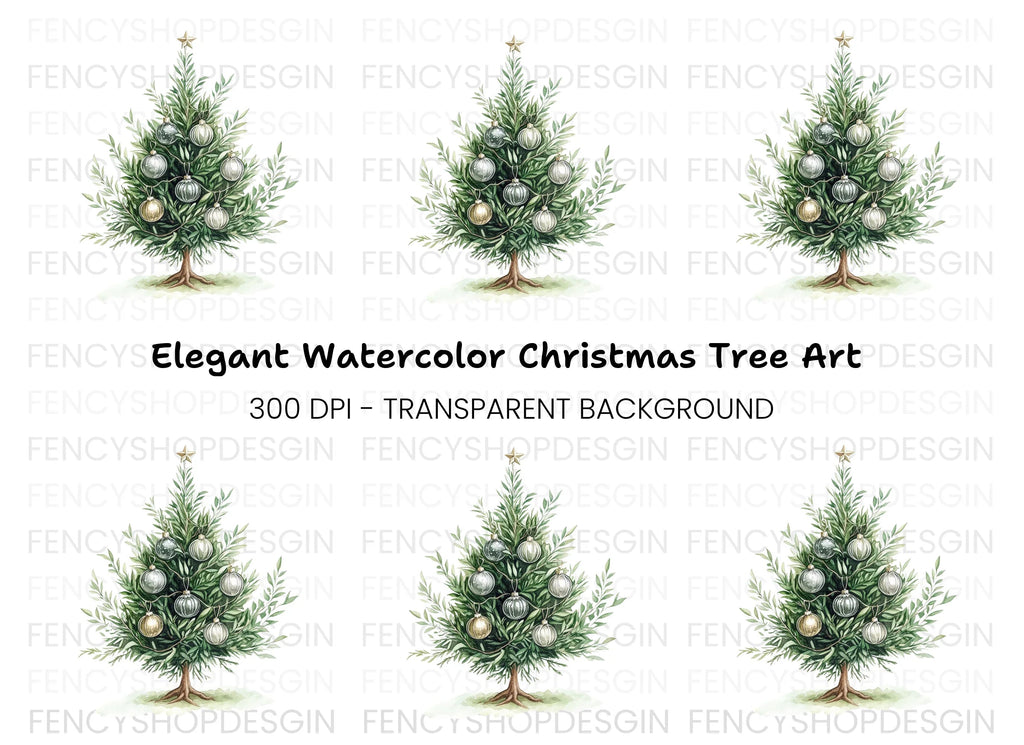Elegant Christmas Tree Clipart Bundle