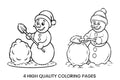 Building Snowman Winter Coloring Books