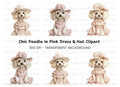 Elegant Poodle Dogs in Pink Dresses Clipart Bundle