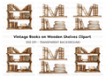 Stacked Books and Shelf Clipart Bundle
