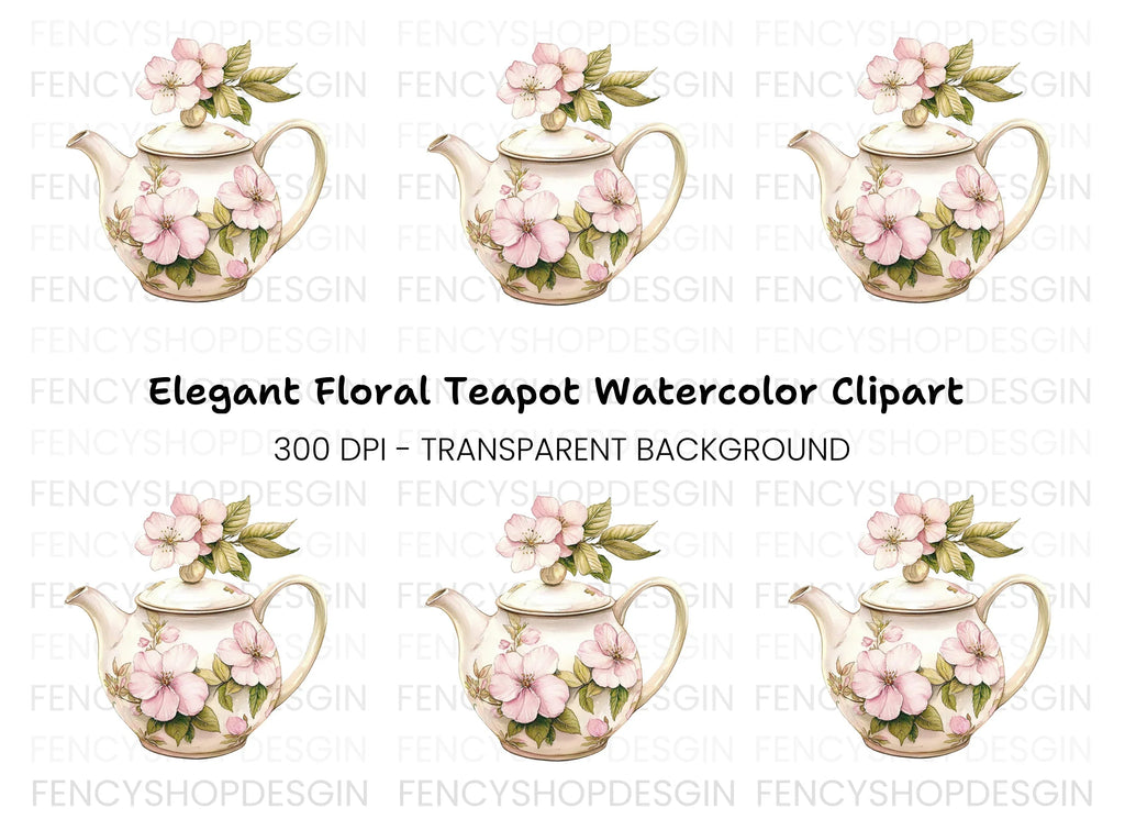 Floral Teapot Clipart Bundle