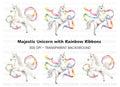 Majestic Unicorns with Rainbow Ribbons Clipart Bundle