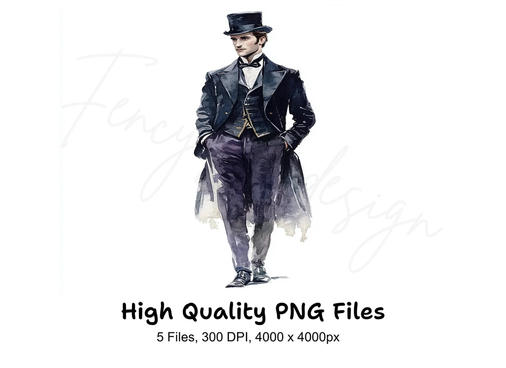 Elegant Victorian Men Clipart Bundle