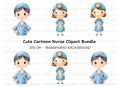Cute Nurse Characters Clipart Bundle