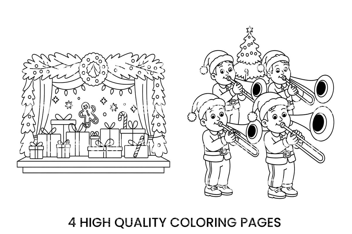 Christmas Stage Elf Musicians Coloring Books