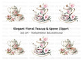 Elegant Floral Teapot and Teacup Clipart Bundle