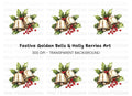 Festive Bells and Holly Clipart Bundle