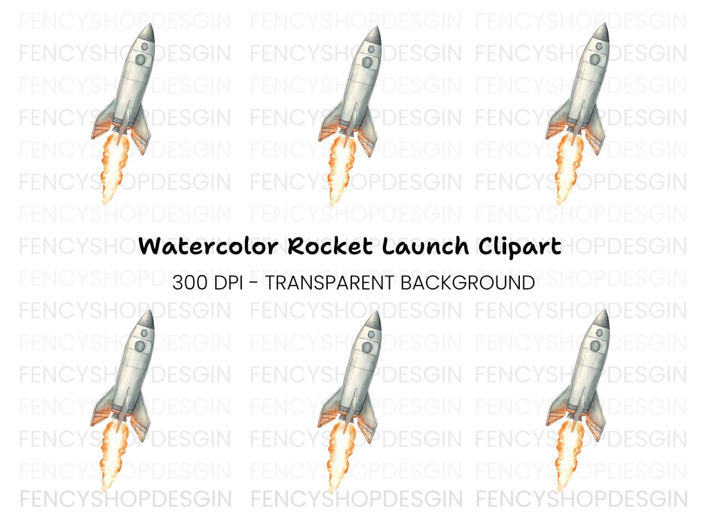Rocket Launch Clipart Bundle