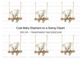 Cute Baby Elephant on Swing Clipart Bundle